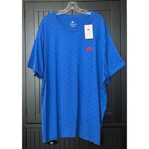 Nike T-Shirt Mens 4XL Blue All Over Print Swoosh Logo Tee NWT Streetwear
